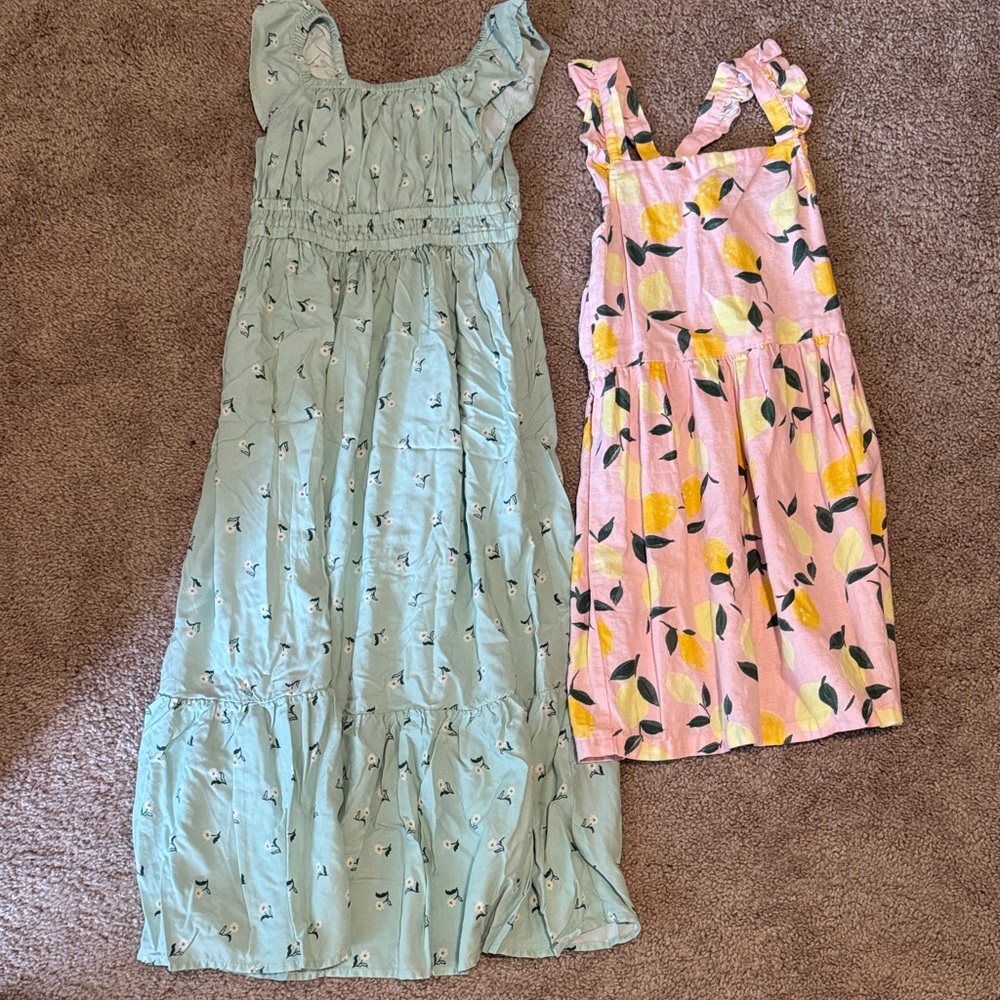💜 3 for $10 Carter's Green and Pink Kids Dresses